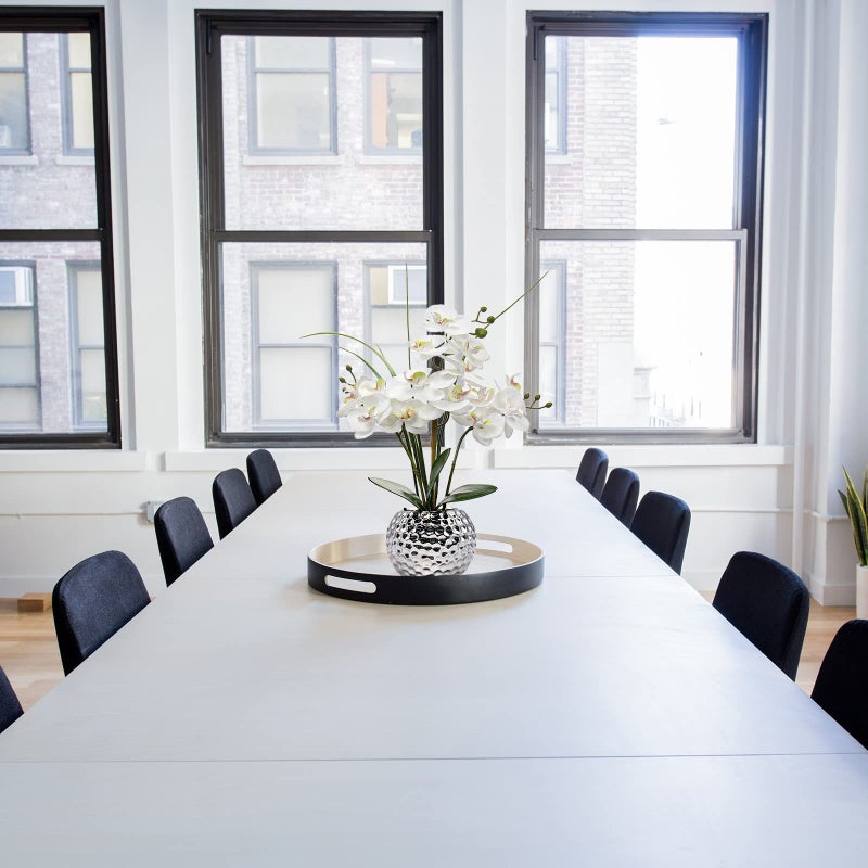 ND Orchids Artificial Flowers 20.8'' Faux Orchid Flower Arrangement Fake Orchid White Flower with Silver Ceramic Vase Phalaenopsis Orchid for Home Office Bathroom Table Centerpieces Decor, Briful - Image 3